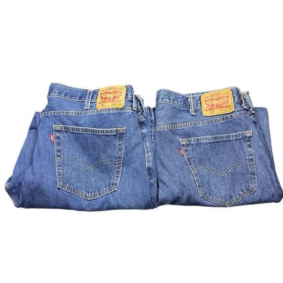 Levi’s 550 Mens Blue Jeans 42x32 Straight Leg Denim Lot of 2 - Picture 1 of 12